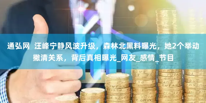 通弘网  汪峰宁静风波升级，森林北黑料曝光，她2个举动撇清关系，背后真相曝光_网友_感情_节目